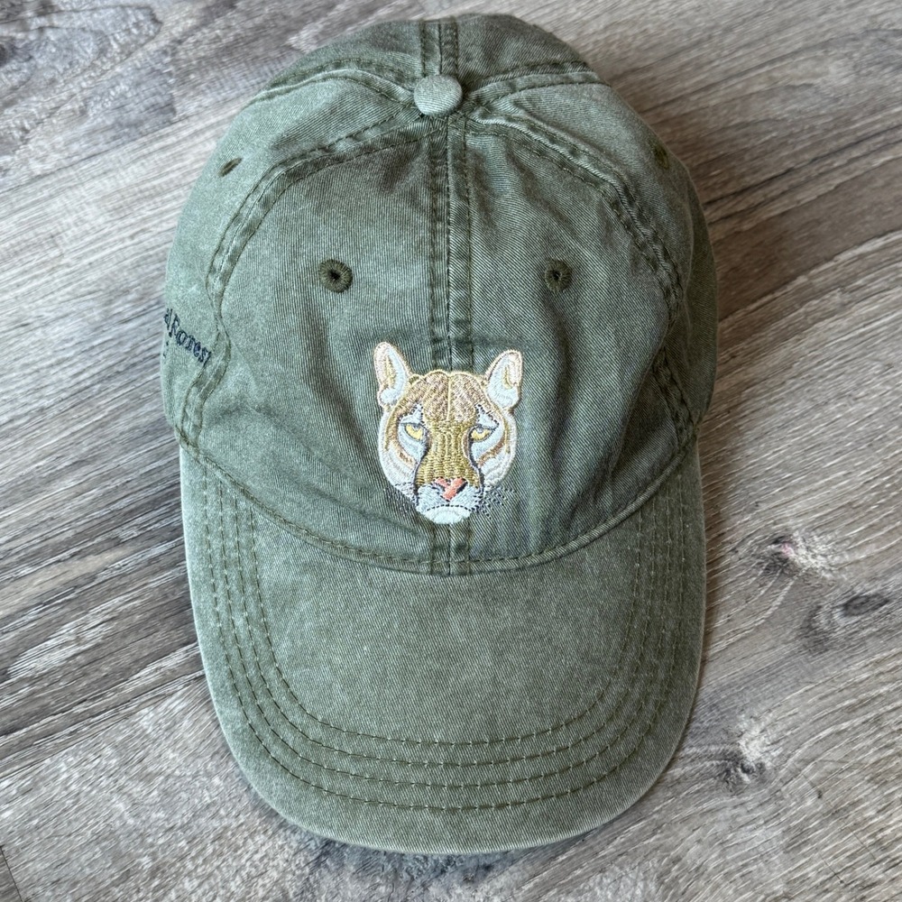 ECO Kaibab National Forest Mountain Lion Embroidered Dad Hat Olive Green Cotton